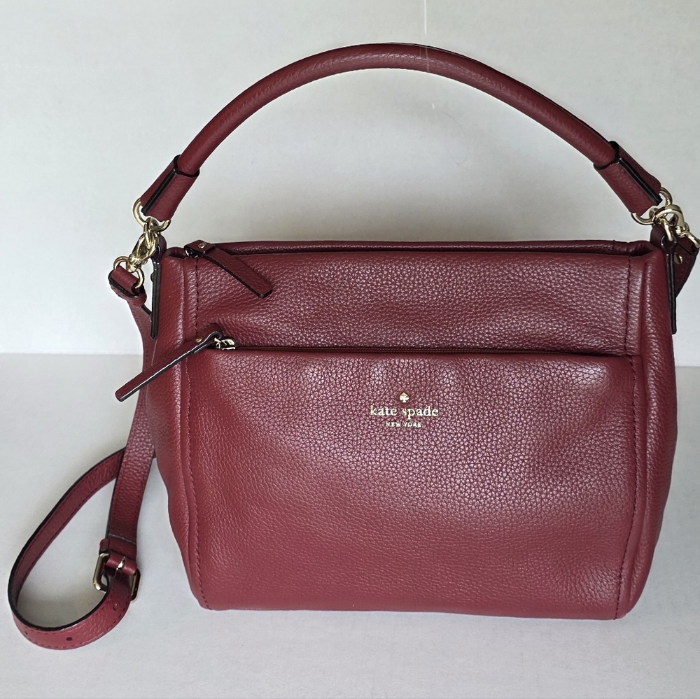 Kate Spade New York Pebbled Leather Top-Handle Satchel & Crossbody - Burgundy